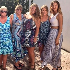 Blue and white maxi skirt